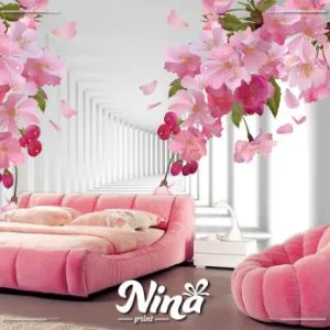 3D pink cveće, foto tapeta