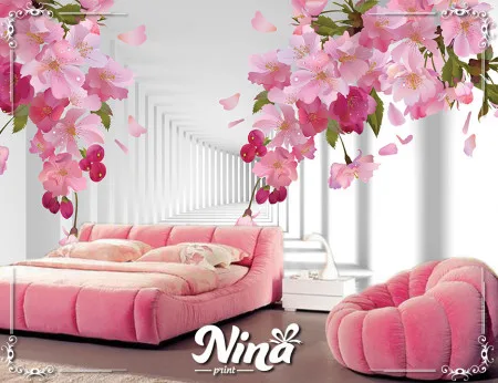 3D pink cveće, foto tapeta