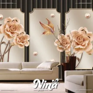 3D Puder roze cvetovi, foto tapeta