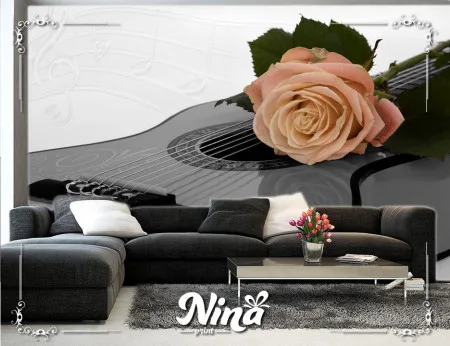 Ruža i gitara, foto tapeta