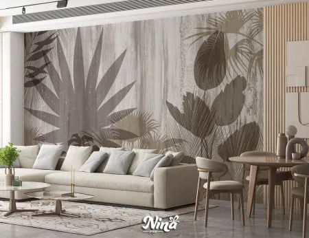Tropski motiv u braon boji, foto tapeta