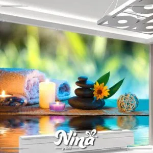 Spa zen kamenje i suncokret, foto tapeta