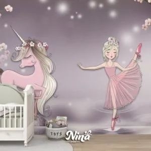 Za decu Balerina i jednorog, tapeta