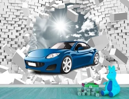 Za decu Plavi automobil, tapeta